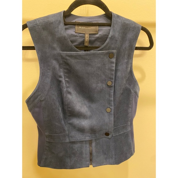 BCBGmaxazria Blue Suede Vest w/ Cutouts - Picture 2 of 5